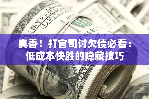 武汉真香！打官司讨欠债必看：低成本快胜的隐藏技巧